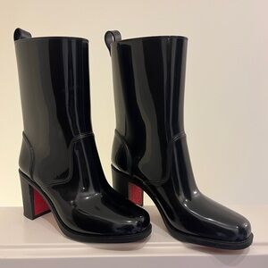 Christian Louboutin Loubirain Black Patent Boots
